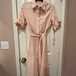 CALVIN KLEIN Gingham A-Line Shirt Dress